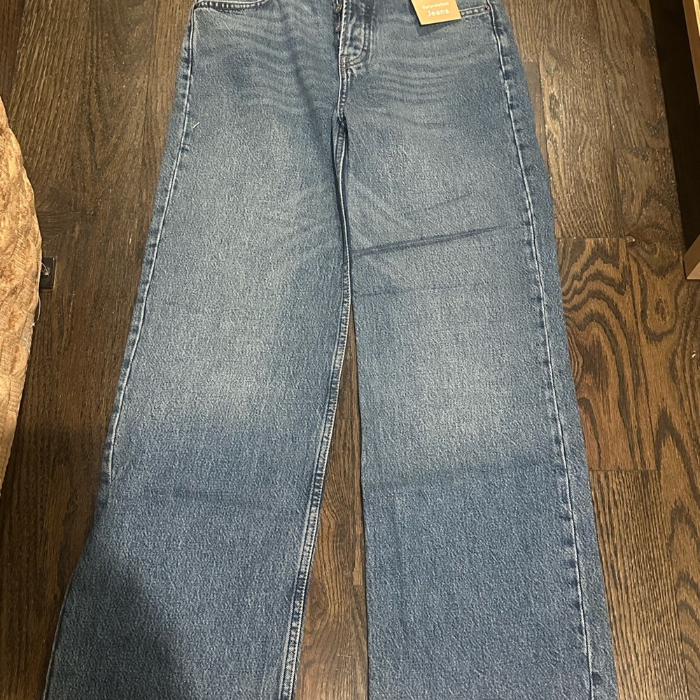 Brand New Reformation Classic Straight Leg Blue Jeans